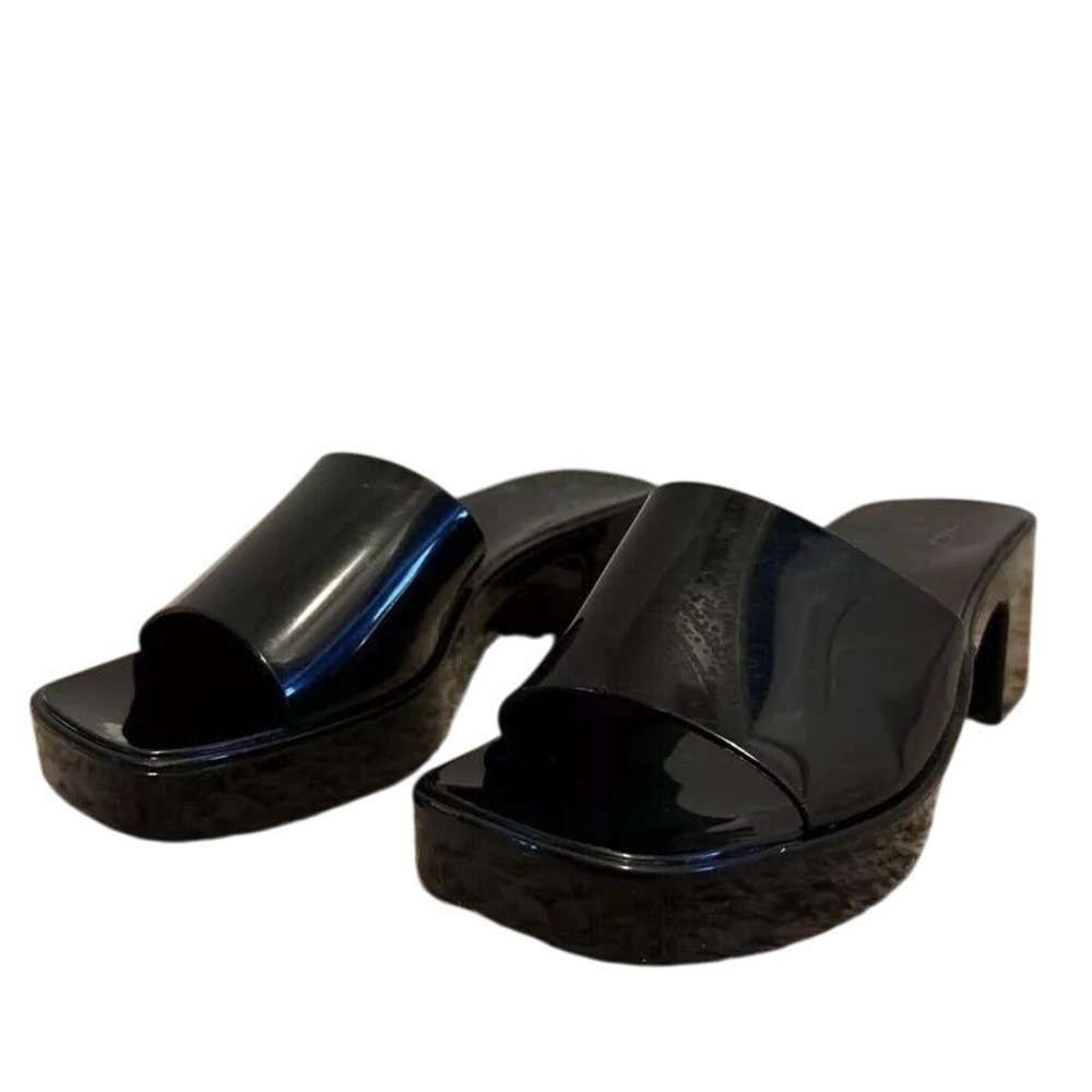Mix No. 6 Jelina Jelly‎ Y2K Chunky Black Sandal Slides Sz 6 Vacation Beach Water